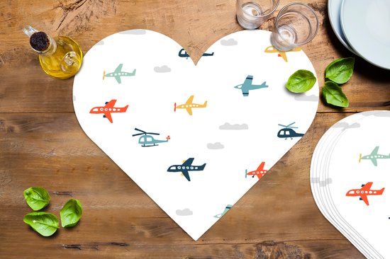Sous-verres - Napperons - Napperons coeur - Motifs - Hélicoptère - Avion - 8 pièces