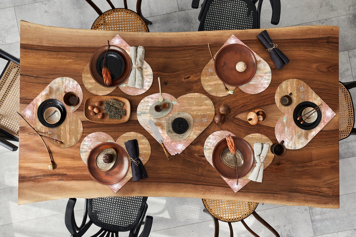 Onderleggers - Placemats - Placemats hartje - Roest print - Brons - Metaal - 10 stuks