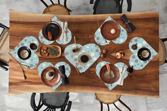 Napperons de table - Sets de table - Napperons coeur - Pois - Motifs - Pastel - 10 pièces