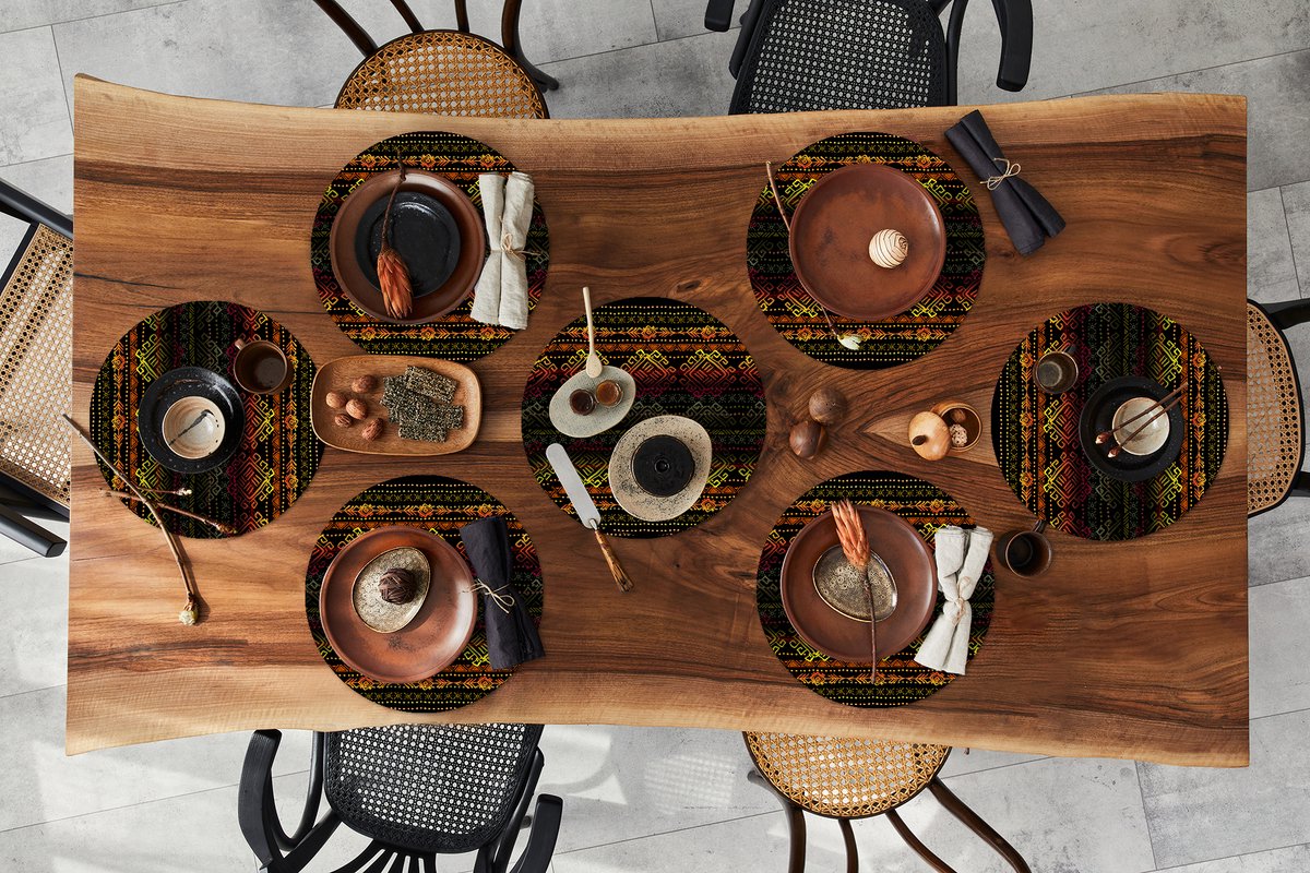 Ronde placemats - Onderlegger - Placemats rond - Afrika - Patronen - Abstract - 8 stuks