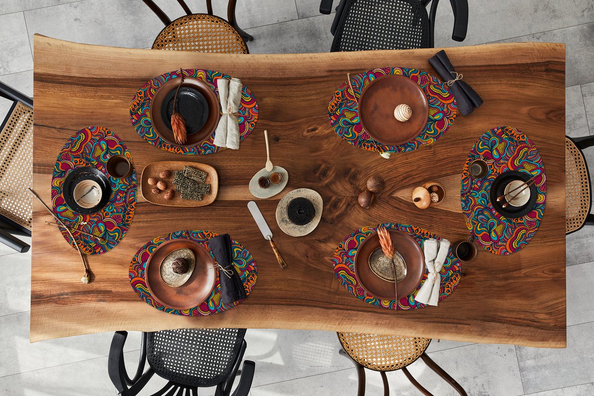 Placemats ovaal - Onderleggers - Ovale placemats - Boho - Patronen - Abstract - Flora - 6 stuks