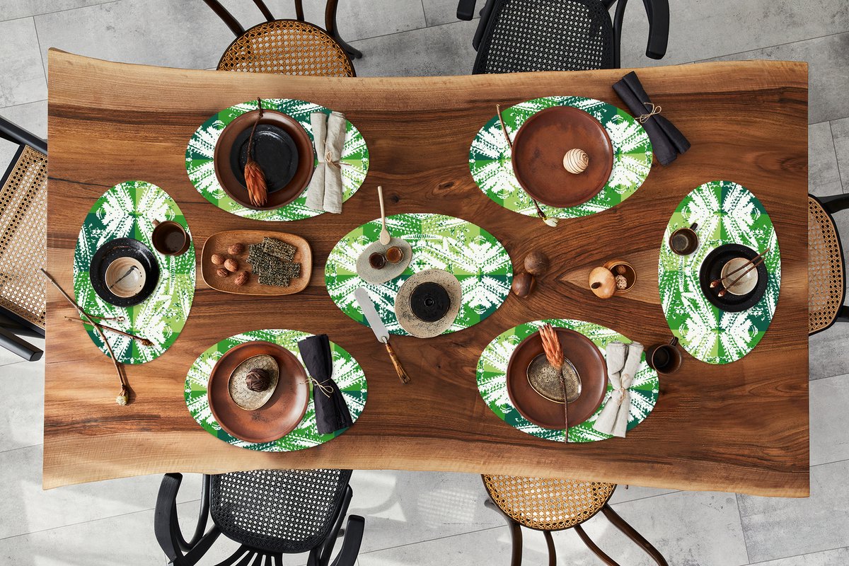 Placemats ovaal - Onderleggers - Ovale placemats - Cactus - Planten - Patroon - 8 stuks