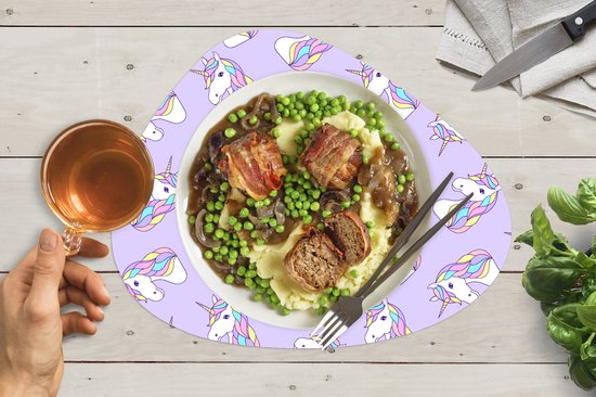 Set de table bio - Napperons de table bio - Sets de table - Licorne - Pastel - Motifs - 6 pièces