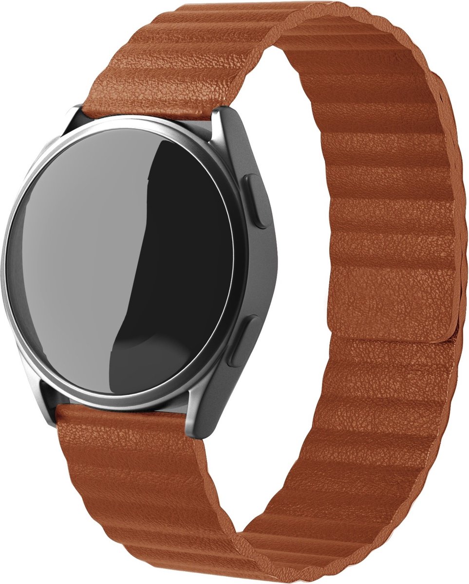 Magnetisch leren loop bandje - geschikt voor Fossil Gen 5 / Gen 5e 44mm / Gen 6 44mm - bruin