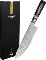 Shinrai Japan™ - Jewels Black Series - Couteau de chef 20 cm - Couteaux japonais - Couteau Damas - Livré dans un coffret cadeau de luxe