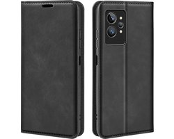 Mobigear Telefoonhoesje geschikt voor Realme GT2 Pro Hoesje | Mobigear Retro Slim Bookcase Portemonnee | Pasjeshouder voor 3 Pasjes | Telefoonhoesje voor Pinpas / OV Kaart / Rijbewijs - Zwart