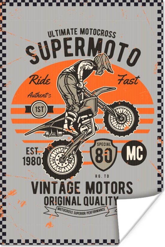 Affiche Mancave - Moto - Motocross - Rétro - 80x120 cm | bol.com