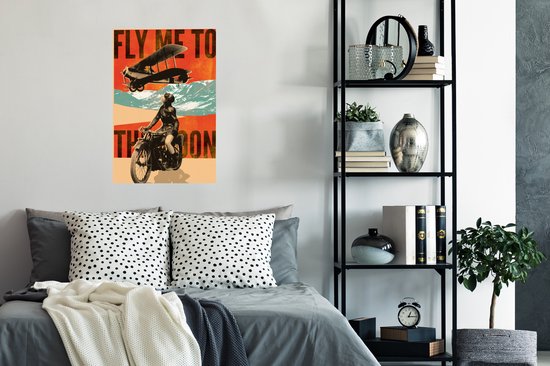 Affiche Avion - Moteur - Vintage - Citation - 60x90 cm - Cadeau Vaderdag - Cadeau - Cadeau pour lui - Astuce - Homme