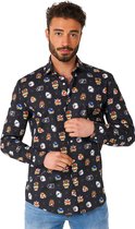 OppoSuits Lange Mouwen Overhemd Super Mario‚Ñ¢ Bad Guys - Heren Carnavals Overhemd - Casual Gaming Nintendo Shirt - Wit - Maat EU 45/46