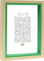 Deknudt Frames fotolijst S40BH8 - naturel - groene rand - hout - 13x18