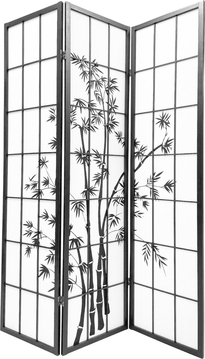 Fine Asianliving Japans Kamerscherm Shoji B135xH180cm Scheidingswand Zwart - Bamb