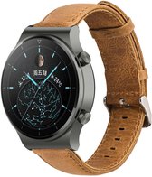 Leren smartwatch bandje - geschikt voor Huawei Watch GT 2 Pro / GT 2 46mm / GT 3 46mm / GT 3 Pro 46mm / GT Runner / Watch 3 / Watch 3 Pro - bruin