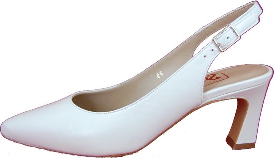 Stravers - Escarpins à bride arrière en cuir Witte Taille 44 Chaussures de mariage de petite taille Escarpins de mariage