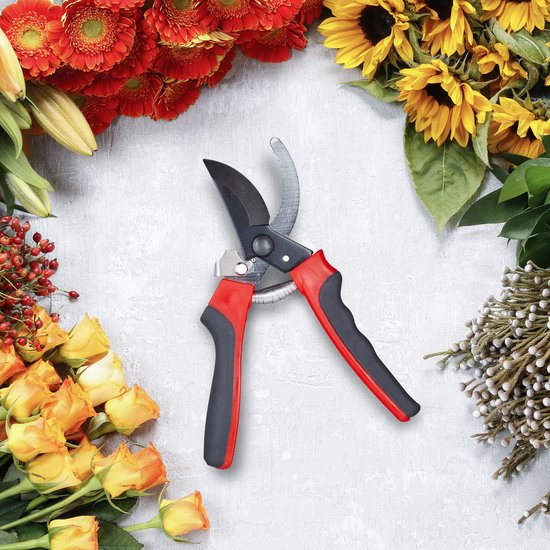 Relaxdays snoeischaar - bypass - tuinschaar - tweezijdig - bloemenschaar - zwart/rood van Merkloos	 — afbeelding 2
