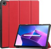 Hoes Geschikt voor Lenovo Tab M10 Plus 3rd Gen Hoes Book Case Hoesje Trifold Cover - Hoesje Geschikt voor Lenovo Tab M10 Plus (3e Gen) Hoesje Bookcase - Rood