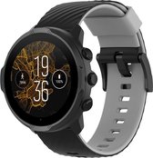 Siliconen Smartwatch bandje - Geschikt voor Suunto 7 siliconen bandje - zwart/grijs - Strap-it Horlogeband / Polsband / Armband