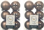 36x stuks kunststof kerstballen walnoot bruin 6 cm - Mat/glans - Onbreekbare plastic kerstballen