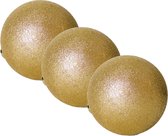 3x grosses boules de Noël plastique paillettes dorées diamètre 15 cm - Décoration sapin de Noël