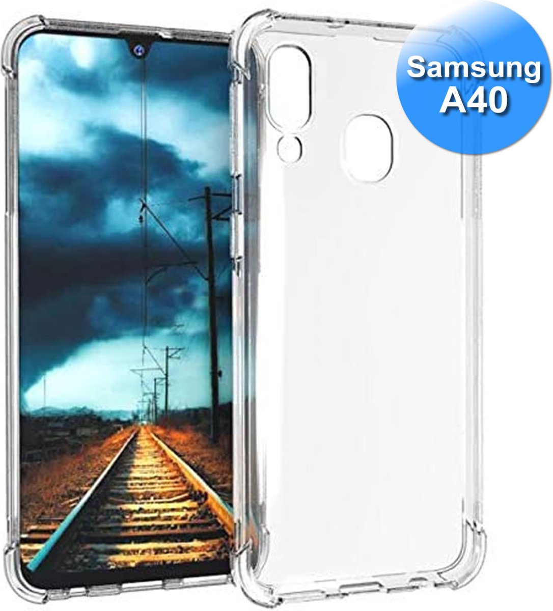 Telefoonhoesje geschikt voor de Samsung A40 - Anti Shock hoesje - Hard Back Cover - Transparant