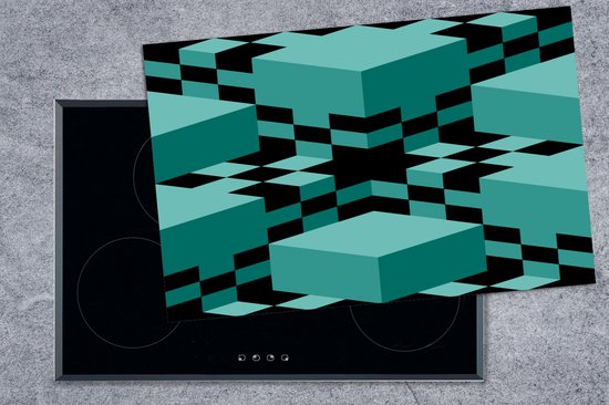 KitchenYeah® Inductie beschermer 80.2x52.2 cm - 3D - Blokken - Patronen - Kookplaataccessoires - Afdekplaat voor kookplaat - Inductiebeschermer - Inductiemat - Inductieplaat mat
