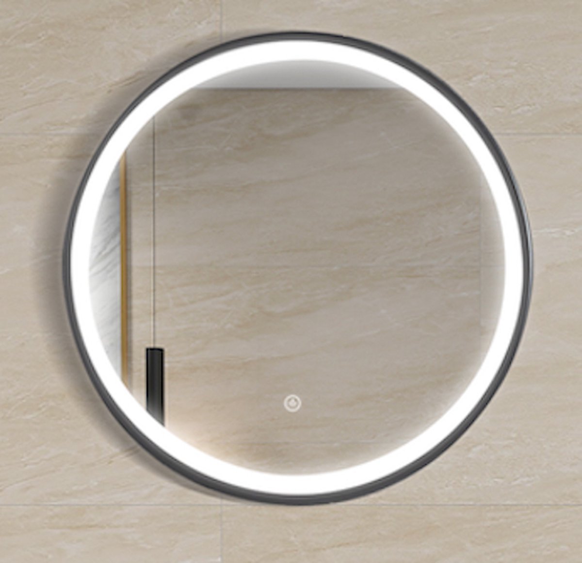WOON-DISCOUNTER.NL - Spiegel Lerum 60 - Rond - Zwart - LED-verlichting (dimbaar) - Anti-condens - 301479-spiegel