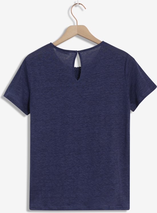 Sissy-Boy - Blauw linnen T-shirt met borduursel