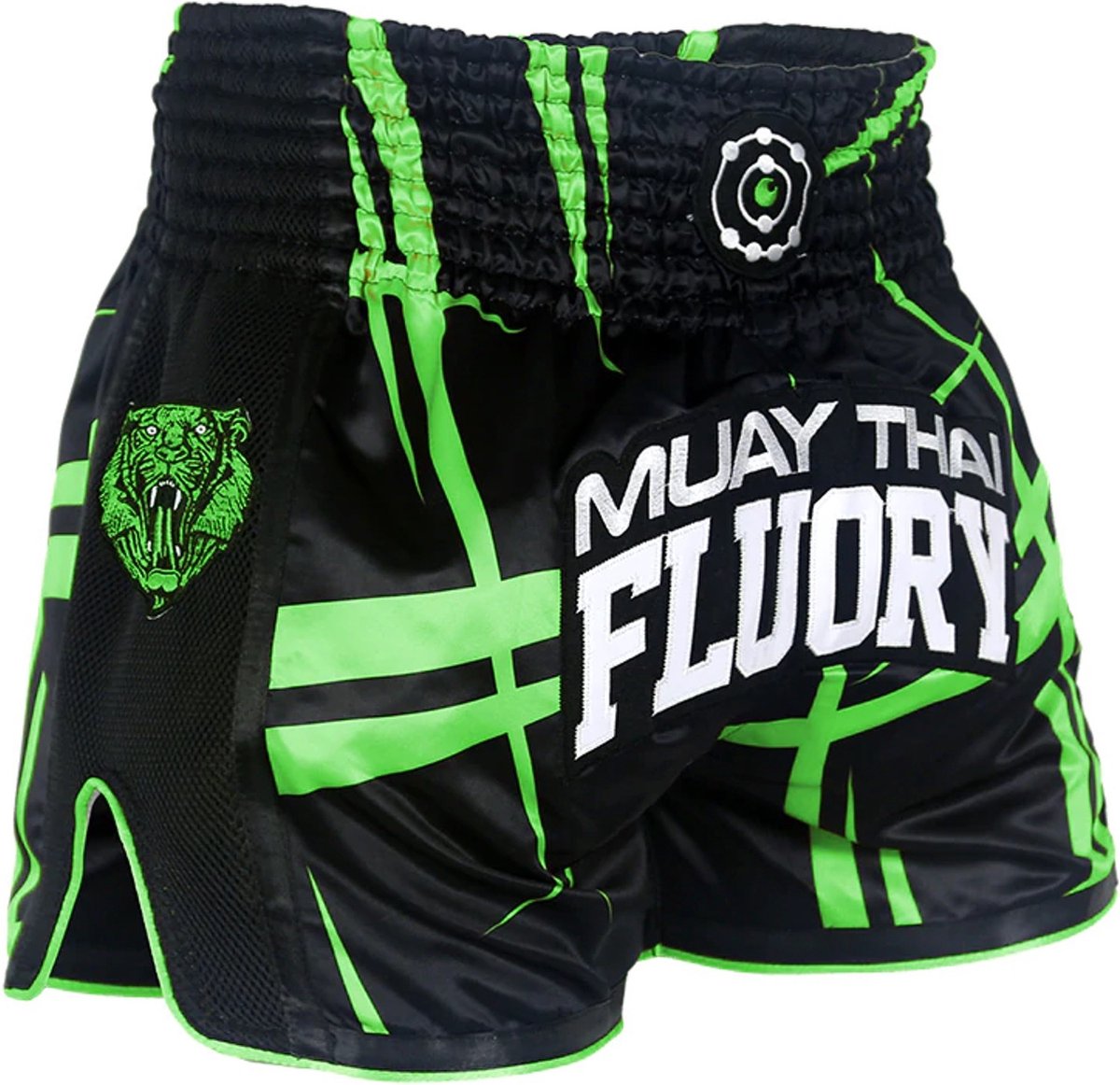 Fluory Kickboks Broekje Stripes Zwart Groen - L