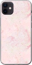 Convient pour coque iPhone 12 mini - Imprimé marbre - Rose - Glitter - Or - Motifs - Coque de téléphone en Siliconen
