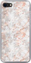 Geschikt voor iPhone SE 2020 hoesje - Rose goud - Marmer print - Wit - Patroon - Siliconen Telefoonhoesje