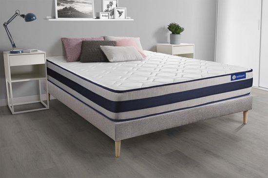 Complete boxspring met matras tweepersoons- Actisom Actimemo ergo grijs - Traagschuim - 120 x 200 cm