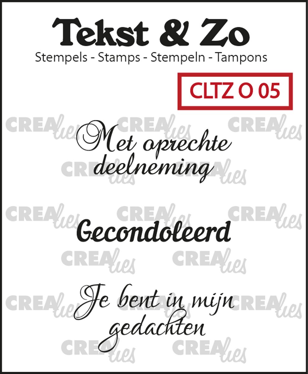 Crealies Tekst & Zo stempel Nederlands no.5 Overlijden