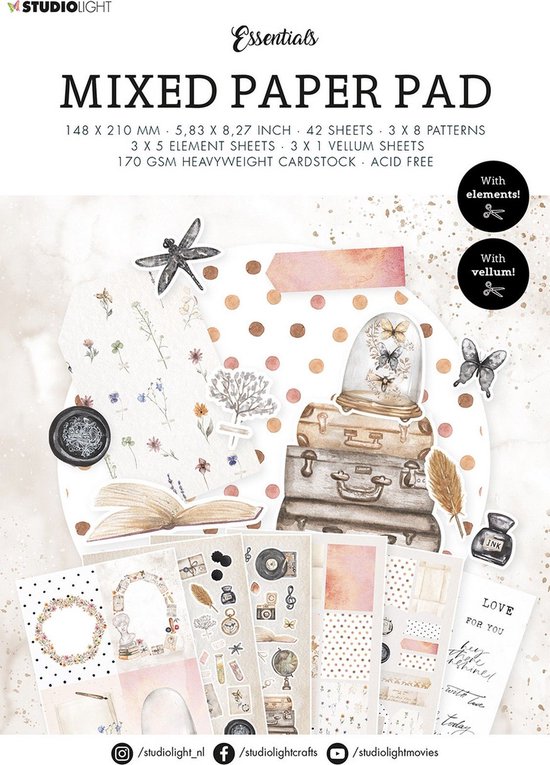 Studio Light Mixed Paper Pad Essentials nr.12 SL-ES-MPP12 A5 (03-22) | bol