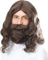 Bruine Jezus pruik en baard
