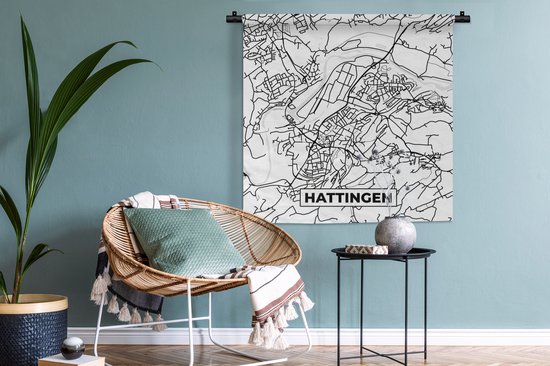 Tapisserie murale - Tissu mural - Hattingen - Plan de la ville - Carte - Carte - 90x90 cm - Tapisserie