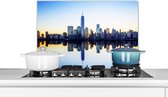 Spatscherm Keuken - Kookplaat Achterwand - Spatwand Fornuis - 60x40 cm - Skyline - New York - Water - Aluminium - Wanddecoratie - Muurbeschermer - Hittebestendig