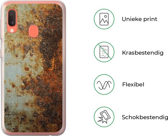 Coque Samsung Galaxy A20e - Tôle Acier - Ancien - Rouille - Siliconen Phone case
