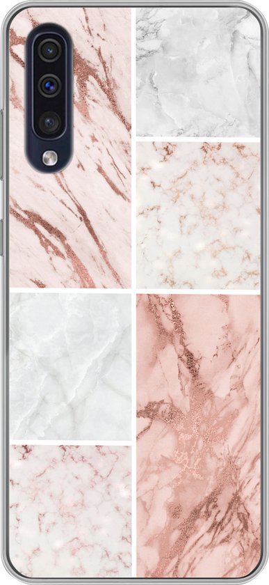 Coque Samsung Galaxy A50 - Marbre - Wit - Rosé - Siliconen
