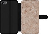 Bookcase Geschikt voor iPhone 7 telefoonhoesje - Marmer print - Bruin - Patronen - Met vakjes - Wallet case met magneetsluiting