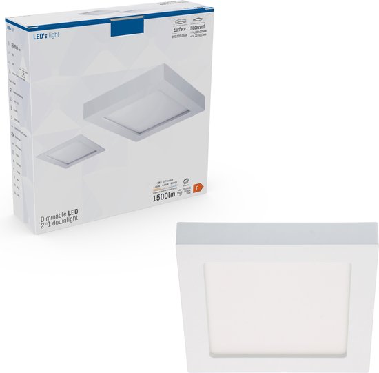 Proventa® Inbouw/Opbouw LED Plafondlamp CCT Ø vierkant - Dimbaar - warm en koud wit