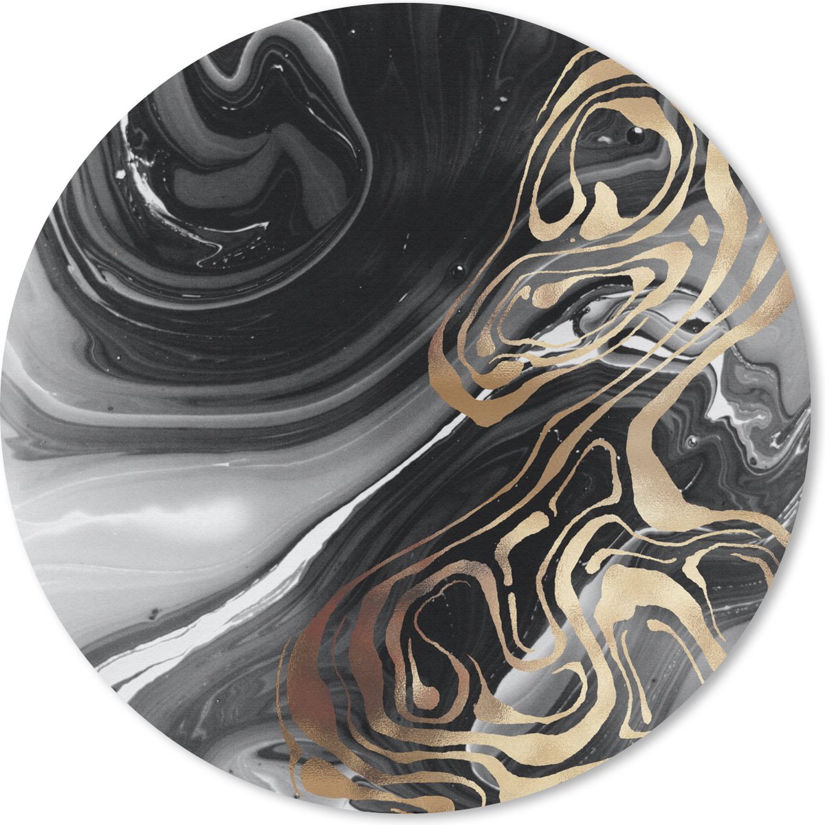 Muismat rond 30x30 cm - Mousepad Marmer - Koper - Wit - Zwart - Ronde muismatten