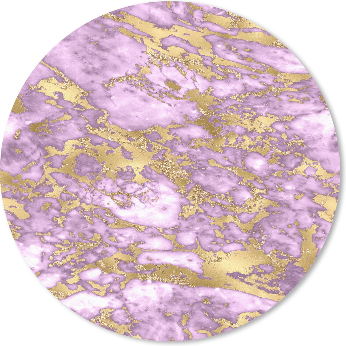 Muismat rond 40x40 cm - Mousepad Marmer - Bladgoud - Luxe - Ronde muismatten