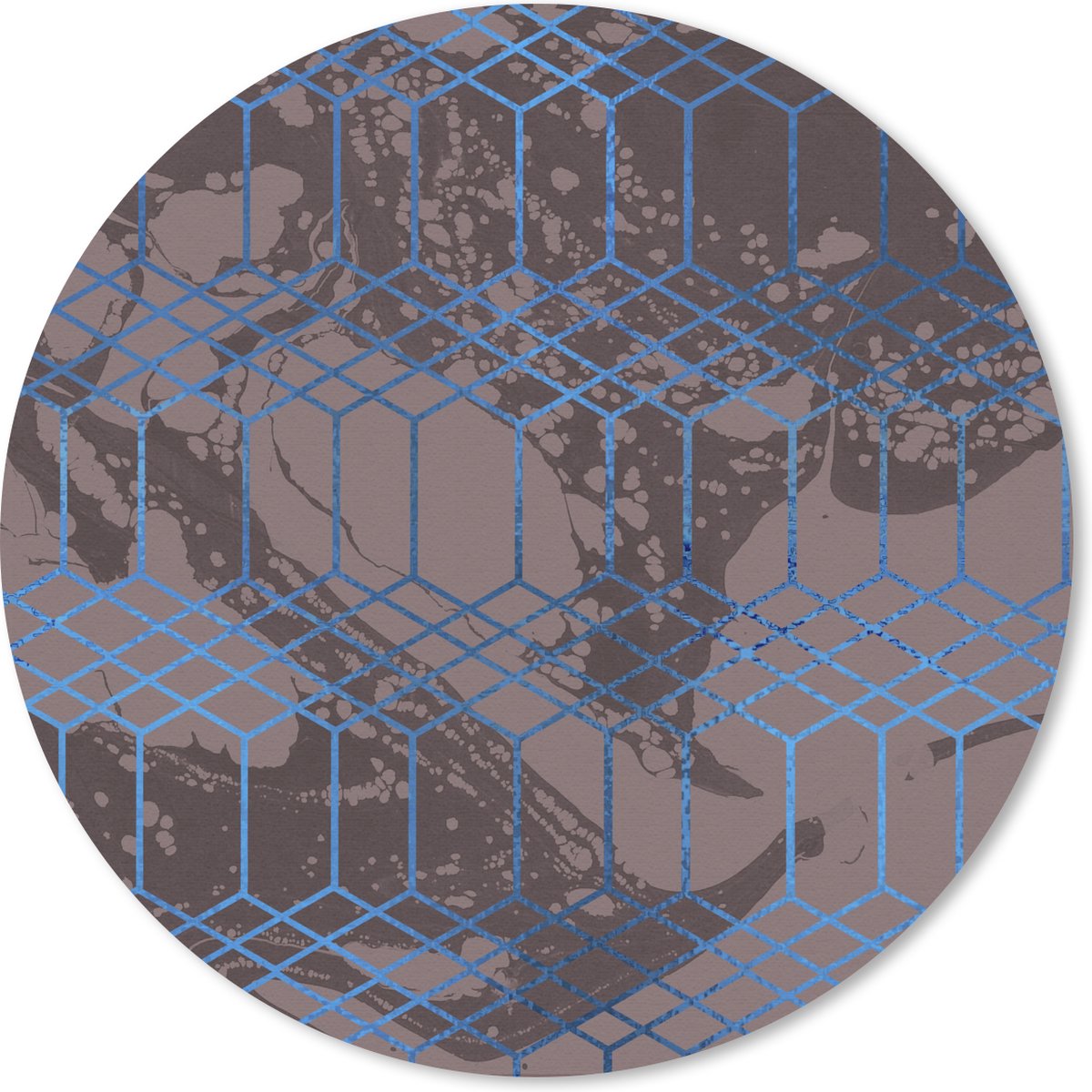 Muismat rond 40x40 cm - Mousepad Marmer - Grijs - Goud - Patronen - Ronde muismatten