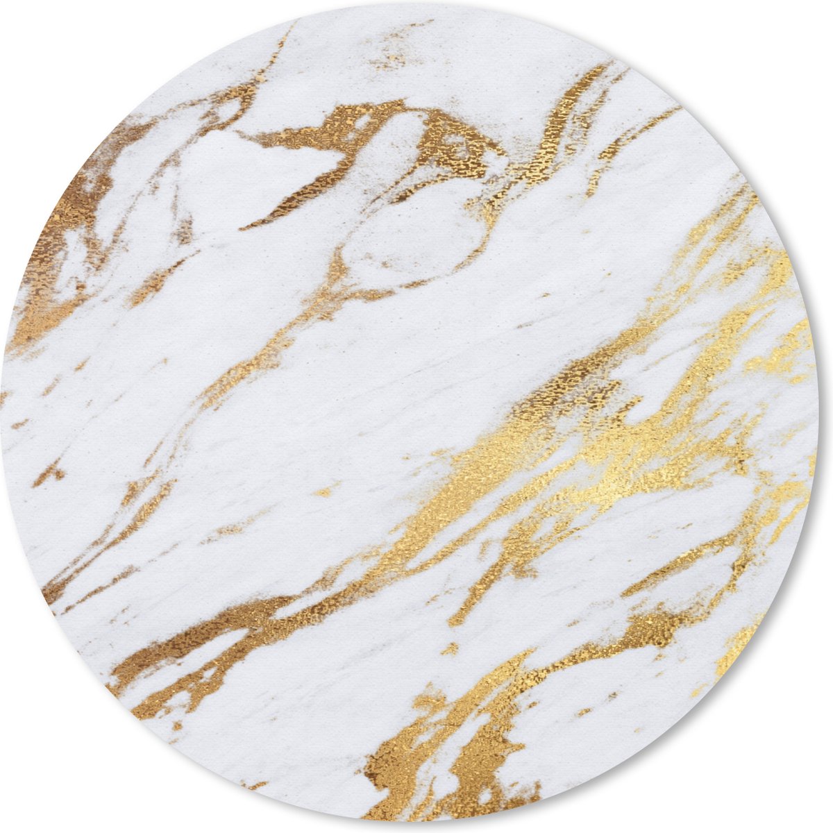Muismat rond 40x40 cm - Mousepad Marmer - Goud - Wit - Chic - Ronde muismatten