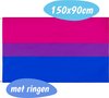 Pride Vlag - Bisexueel - 150x90 CM - Bi - Bisexual - Gay - Regenboog - LGBTQ+ - Met Ringen
