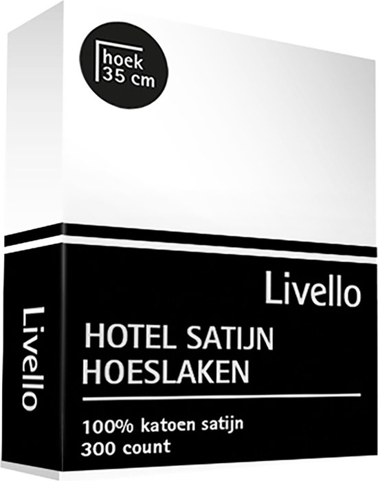 Hoeslaken -housse Livello Hotel 300 fils White satiné 180x210