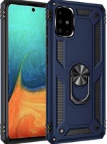 Samsung Galaxy A03S Blauw Shockproof Militairy Hybrid Armour Case Hoesje Met Kickstand Ring - Extreem Stevige Anti-Shock Hard Rugged Cover Bumper Hoes  - Stevige Shock Proof Backcover