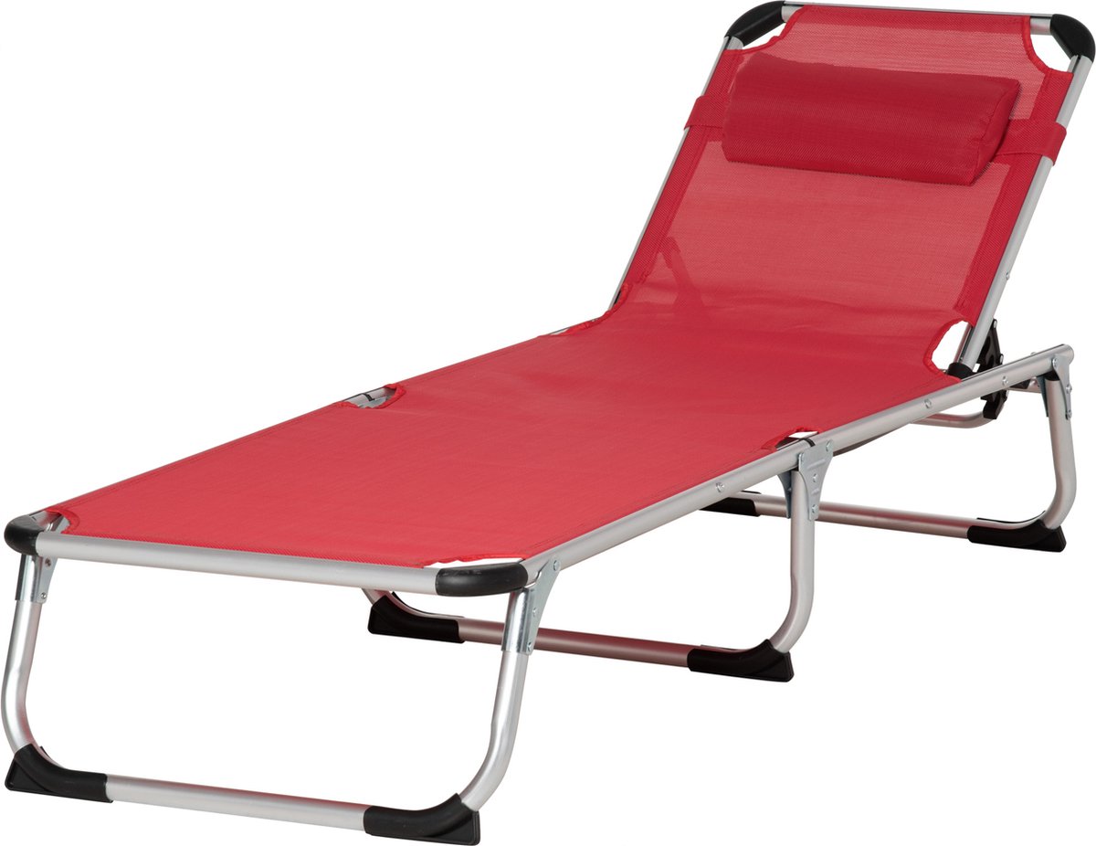 Outsunny Ligstoel aluminium ligstoel met hoofdkussen relax ligstoel 5-voudig verstelbaar inklapbaar 84B-592