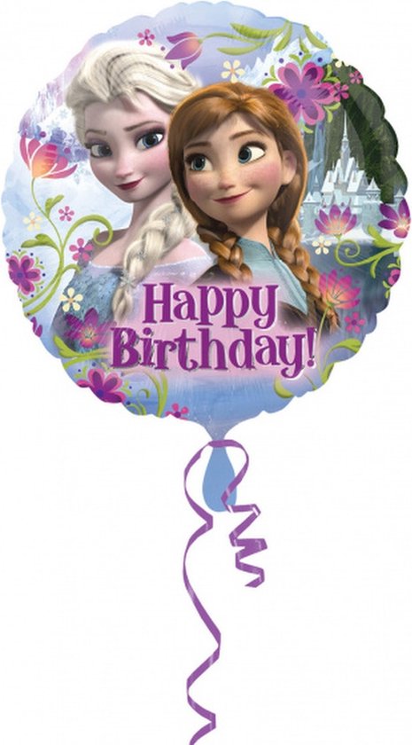 folieballon Frozen Happy Birthday meisjes roze 43 cm