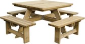 Table de pique-nique carrée en bois de luxe MaximaVida Tallinn 120 cm - plus d'espace pour les jambes