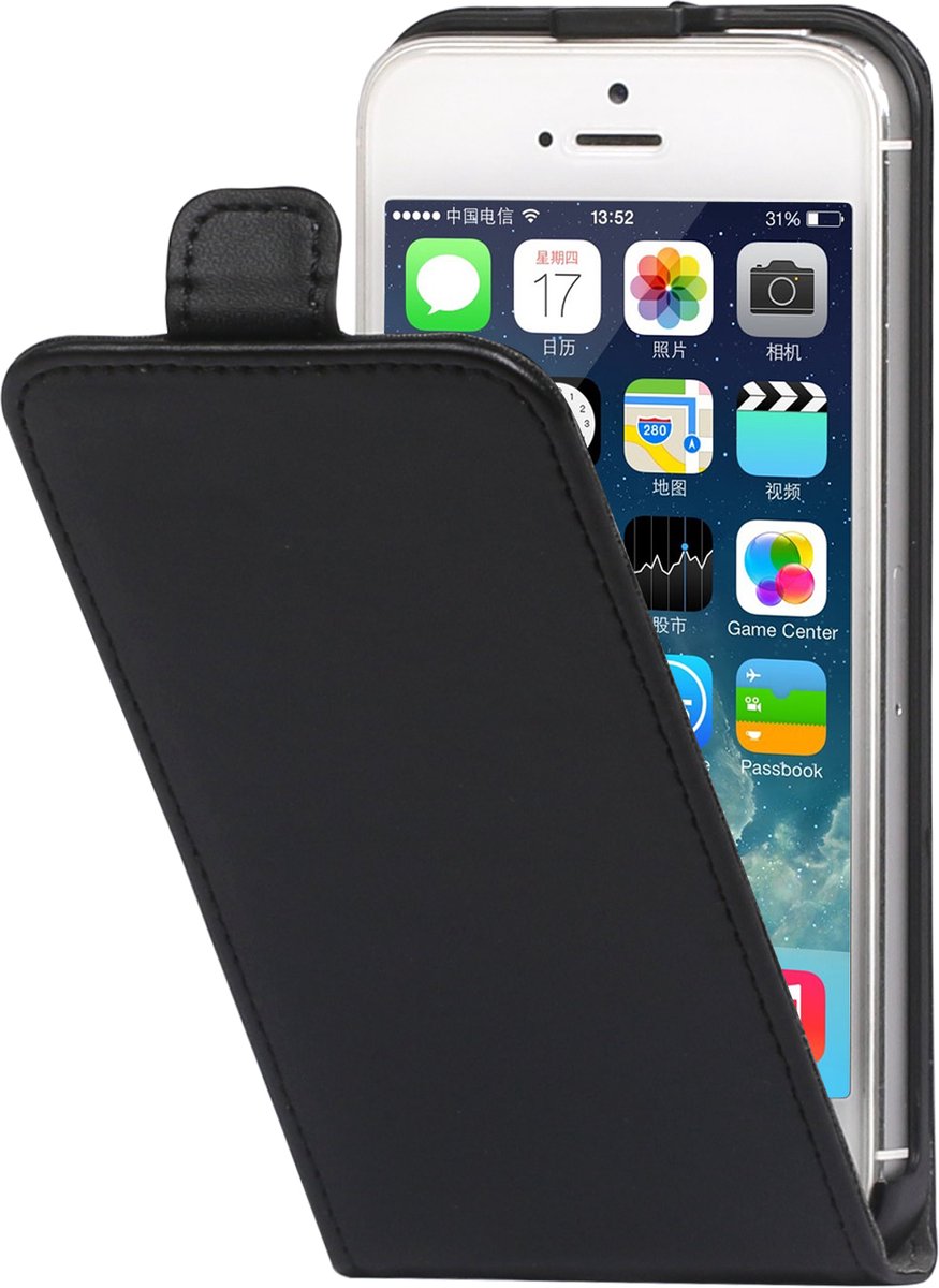 Qtrek iPhone 5 / 5S / 5SE Flip Case Black